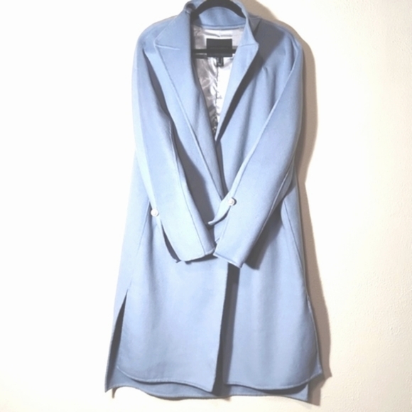 Anna & Chris Wool Blend Trench Pea Coat Chambray Blue Size Small - Picture 8 of 11